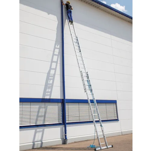 MUNK Seilzugleiter 21614 - 3 x 14 Sprossen, 3-teilig - Leiter für Profis mit maximaler Arbeitshöhe von 10,80 m und bis zu 150 kg belastbar. Ideal für sichere Arbeiten in der Höhe, Made in Germany.