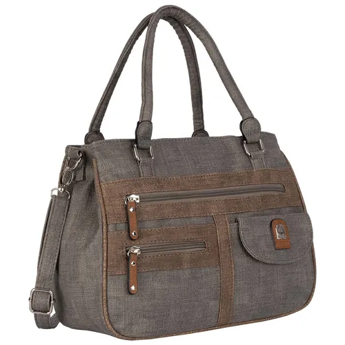 Damen Tasche Schultertasche Henkeltasche Handtasche Leder Optik GREY (17655)
