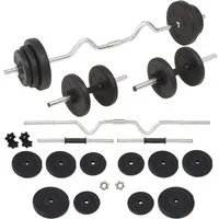 vidaXL Langhantel- und Kurzhantel-Set 30 kg - Hanteln & Gewichte – Vielseitiges Set mit variablen Gewichten für individuelles Krafttraining, ideal für die Stärkung aller Muskelgruppen.