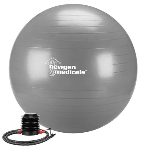 newgen medicals Balance-Ball: Sitz- und Gymnastikball, auch für Yoga, Anti-Platzen, 65 cm, grau (Gymball, Training Geräte, aufblasbar)