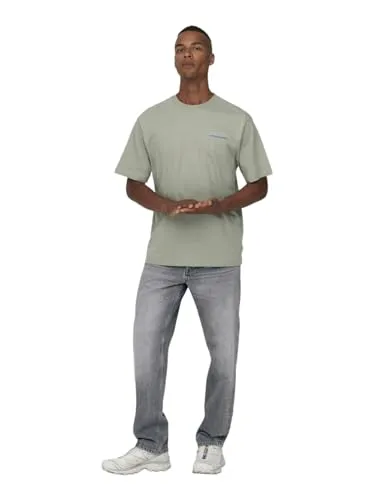 ONLY & SONS Regular-fit-Jeans ONSEDGE STRAIGHT BROMO 0017 DOT DNM grau 34 - Modische Regular-fit-Jeans aus 100% Baumwolle mit used Waschung und Abriebeffekten. Ideal für lässige Outfits und bequem im Alltag.