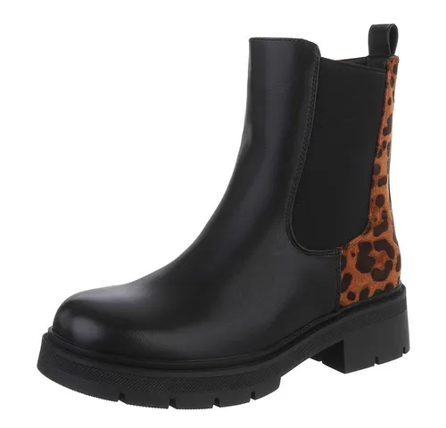 Ital-Design Stylische Chelsea-Boots mit elastischen Einsätzen für Damen Plateaustiefelette (90598571) Blockabsatz Stiefeletten in Schwarz