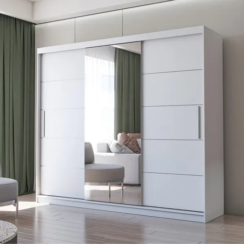 Schwebetürenschrank Alba 250cm mit Spiegel und LED-Beleuchtung