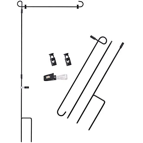 Neuer Gartenflaggenhalter aus schwarzem Aluminium, Hof-Gartenflaggenständer, Banner-Fahnenmast, hält Flaggen bis zu 33 cm Breite für den Außenbereich, Garten, Rasen