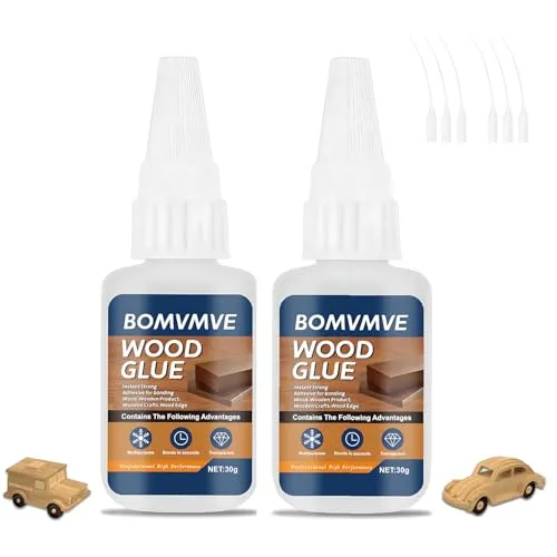 BOMVMVE Holzleim, 60g Holzleim Extra Stark, Holzklebstoff, Transparent und Schnell Trocknender Holzlei-m, zum Verbinden von Holz, Holzmöbeln, Holzprodukten, Holzhandwerk, Holzkante