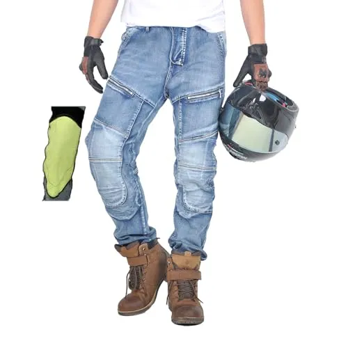 oFzimTo Motorradhose Herren/Damen, Aramid-Gewebe Stretch Jeans Hosen Herren/Damen, Motorrad Hosen mit Protektoren