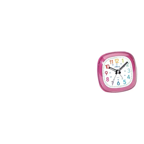 Atlanta 1736/8 Wecker Kinderwecker Quarz pink leise Lernwecker für Kinder