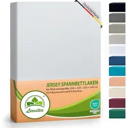 leevitex® Spannbettlaken Luxus Elasthan Jersey Spannbettlaken, Gummizug: Rundum-Gummizug weiß 200-220 cm x 220-240 cm
