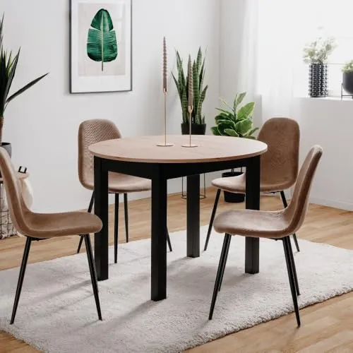 Esstisch ausziehbar Channing, Holzfarben, Ø 100 cm - Moderner ausziehbarer Esstisch Channing in Holzfarben, ideal für gesellige Runden. Hochwertige Materialien garantieren Langlebigkeit. Maße: H: 75 cm, Ø: 100 cm. 10€ Willkommens-Gutschein bei Newsletter-Anmeldung!