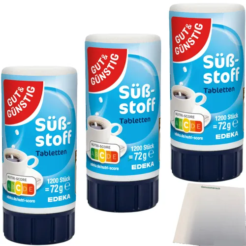 Gut&Günstig Süßstoff-Tabletten 3er Pack 3x72g Spender usy Block