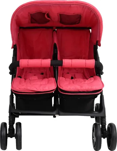 vidaXL Zwillingskinderwagen Rot Stahl von vidaXL