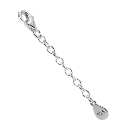 DIY925 Verlängerungskette 5 cm aus 925 Sterling Silber – nickelfreie Kettenverlängerung für Halsketten Armbänder Colliers & Fußkettchen Juweliers- Qualität