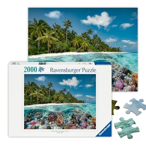 Puzzle Ein Tauchgang auf den Malediven - 2000 Teile, faszinierende Unterwasserwelt für stundenlangen Puzzlespaß