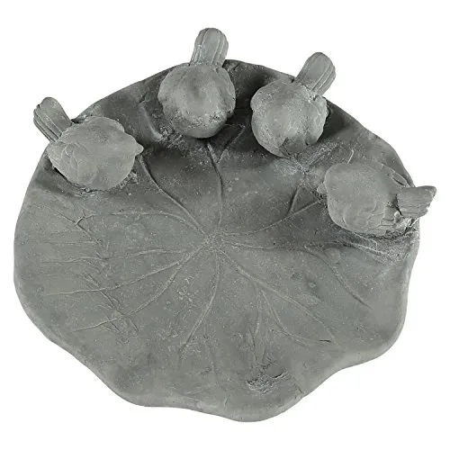 Futterschale für Vögel - Futterstelle für den Garten mit Deko Figuren (Lotusblatt)