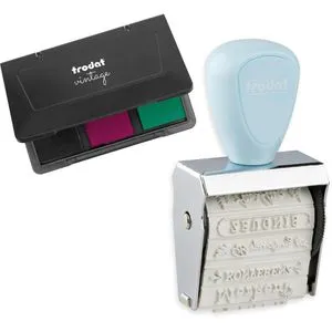 Trodat Motivstempel Creative Mini Set, 3 x 0,5 cm, mit 12 Motiven, Schulplaner, mit Stempelkissen