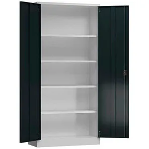 ClassiX Aktenschrank X-530358, abschließbar aus Metall, 92 x 195 x 50cm - Hochschrank aus pulverbeschichtetem Stahl, ideal zur sicheren Aufbewahrung von Dokumenten, mit 4 höhenverstellbaren Fachböden und 3 Jahren Garantie.