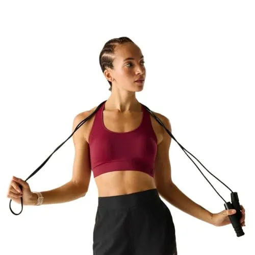 Dare2b Damen Don’t Sweat It III Sport-BH - Schnelltrocknender Sport-BH aus recycelten Materialien, ideal für Yoga und Studio-Training. Die SEAMSMART Technologie sorgt für hohen Tragekomfort und Flexibilität. Herausnehmbare Polster für individuelle Anpassung.