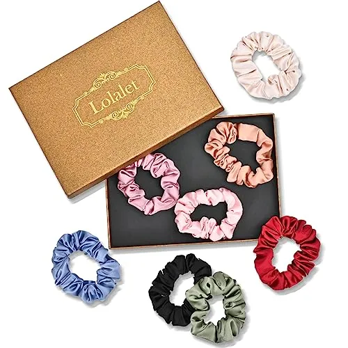  Lolalet Haargummis Seide Scrunchies für Damen, Premium Satin Haargummis, Weiche Elastische Silk Pferdeschwanzhalter für Damen Frauen Mädchen Haarschmuck 8 Farben -Stil C 8 Stück