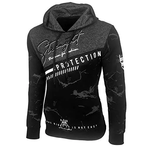 Baxboy Herren Pullover Hoodie Sweatjacke Longsleeve Sweatshirt Jacke Langarm Kapuzenpullover Hoody Sweater 2628, Farbe:Schwarz, Größe:XL