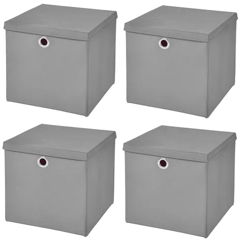 StickandShine Faltbox 4er SET 32 x 32 x 32 cm mit Deckel – perfekt für KALLAX - 19 Farben