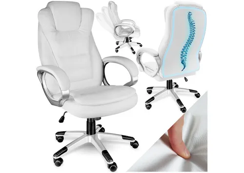 tectake Chefsessel, ergonomischer Bürostuhl für Gaming und Büro - Ergonomischer Bürostuhl mit hoher Rückenlehne und extra dicker Polsterung für maximalen Komfort beim Gaming oder Arbeiten. Höhenverstellbar und leicht aufzubauen.