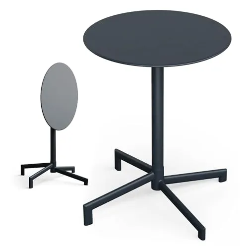 blumfeldt Bistrotisch 60 cm Rund Klappbar - Esstisch für Garten, Balkon und Terrasse, wetterfest und platzsparend – ideal für kleine Außenbereiche und vielseitige Nutzung.