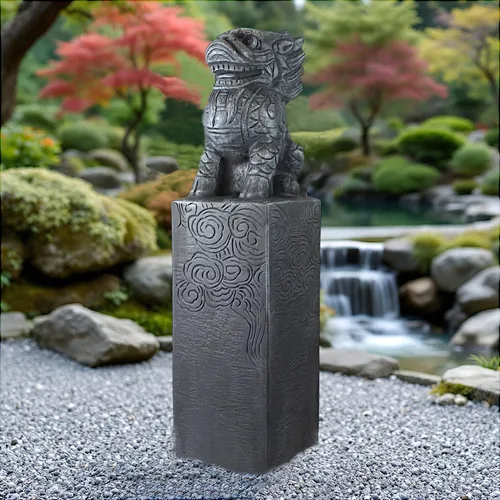 Arnusa Asiatische Drachen-Stele 79 cm – Wetterfeste Gartendeko - Gartenstatuen – Mystische Drachen-Stele in Steinoptik aus robustem Polyresin, ideal für Garten, Teich & Terrasse. Wetterfest und langlebig für ganzjährigen Außeneinsatz.