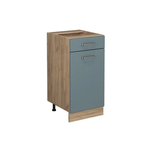 Vicco Unterschrank R-Line, Blau-Grau/Goldkraft Eiche, 40 cm ohne Arbeitsplatte