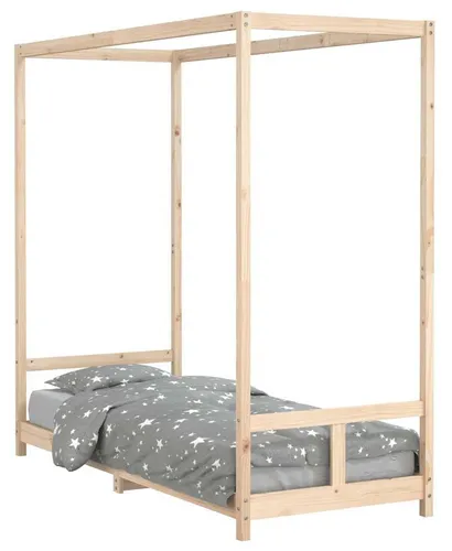 vidaXL Kinderbett 80x200 cm aus Massivholz Kiefer - Braun - Robustes Kinderbett aus massivem Kiefernholz mit Baldachin-Bettgestell für Privatsphäre, ideal für Kinder ab 4 Jahren. Geringe Höhe für einfaches Ein- und Aussteigen.