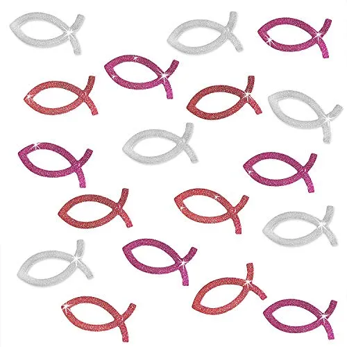 Oblique Unique® Fische Konfetti Farbmix Glitzernd 18 STK. Kommunion Taufe Konfirmation Hochzeit Deko Tischdeko Streudeko