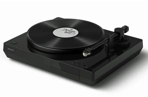 Philips Fidelio TAFT1 Bluetooth-Plattenspieler mit CD-Player, 2-Gang-Riemenantrieb, Aluminium-Druckguss-Platte, Audio-Technica-Stylus, Auracast, Cinch-Out, Kopfhöreranschluss, dimmbares Display