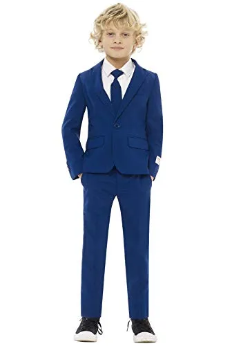 OppoSuits Partyanzug Navy Royale - Blau - 122/128 - Kostüme für festliche Anlässe, hochwertiger Navy Royale Kinderanzug mit Sakko, Hose und Krawatte, ideal für besondere Feiern wie Kommunion oder Hochzeit.
