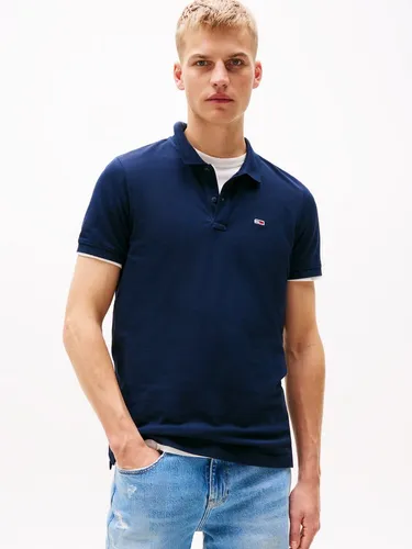 Tommy Jeans Poloshirt TJM SLIM PLACKET POLO EXT blau M - Herren-Shirts mit slim fit, aus 100% Baumwolle für hohen Tragekomfort, ideal für lässige Outfits.