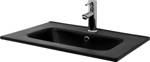 ML-Design Keramik Waschbecken Schwarz Matt 61x16,5 cm - Eckiges Aufsatzwaschbecken aus hochwertiger Keramik mit modernem Design, ideal für stilvolle Badezimmer. Pflegeleicht und platzsparend mit integriertem Hahnloch.