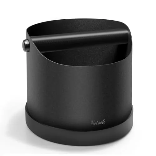 NOTSEK Abklopfbehälter für Siebträger, 1.2L Edelstahl Kaffee Knock Box, Kaffeesatz Abschlagbehälter, Abschlagbox für Siebträgermaschine Zubehör (Schwarz)