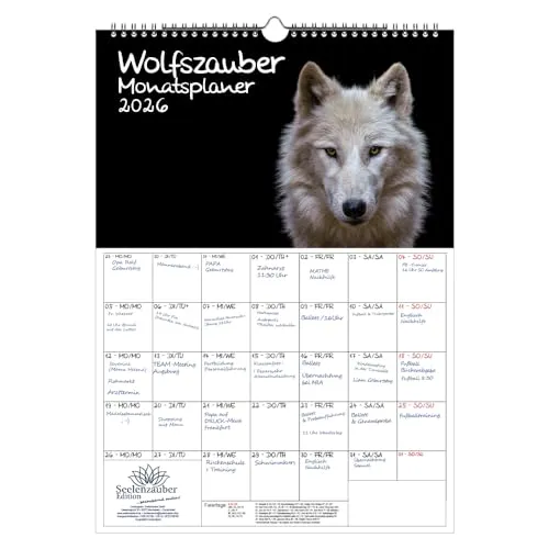 Wolfszauber Planer DIN A3 Kalender für 2026 Wolf und Wölfe - Seelenzauber