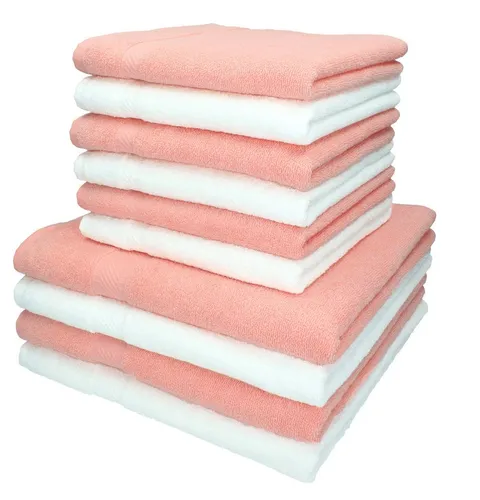 Betz Palermo Handtuch Set 10-teilig – Weiche Baumwolle in Weiß & Apricot - 10-teiliges Handtuchset für das Bad: 4 Duschtücher (70×140 cm) und 6 Handtücher (50×100 cm) aus 100% Baumwolle. Saugstark und pflegeleicht – ideal für den täglichen Gebrauch. Hygienisch und langlebig.