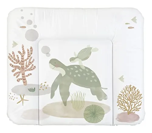 Rotho Babydesign Wickelauflage Breit (85 x 72 cm) - Abwaschbare Wickelauflage mit Sea Life Motiv - Baby Wickelauflagen, wasserabweisend und pflegeleicht, mit extra Steppkante für mehr Liegekomfort. Geprüft auf chemische Unbedenklichkeit, ideal für sichere Wickelzeiten.