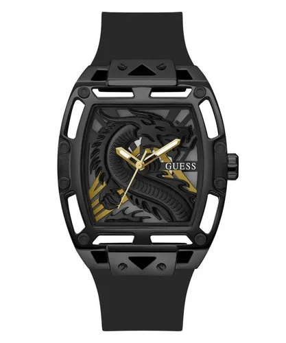 Guess Legend GW0648G1 Herrenuhr - Schwarz/Schwarz - Elegante Herrenuhr mit Quarzwerk, schwarzem Edelstahlgehäuse und bequemem Silikonarmband. Wasserbeständig bis 5 ATM, ideal für stilbewusste Männer.