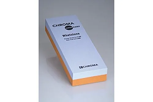 ST-2/8 Chroma Schleifstein 200/800 - Messerschärfer mit zwei Körnungen: 200 für Vorschliff und 800 für die Erhaltung der Schärfe. Ideal für Einsteiger und harmoniert perfekt mit Chroma Japanchef Messern.