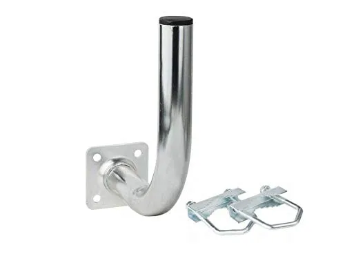 Geländerhalterung SAT Halterung Balkon L200 - Halterungen für Satellitenschüsseln, robust aus verzinktem Stahl mit UV-beständiger Mastkappe und optimalem Wandabstand von 20 cm für eine sichere Montage.