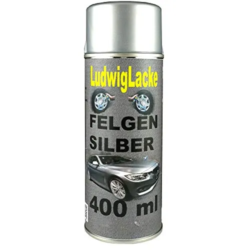 LudwigLacke FVLFIL Standardspray 1 Felgensilber Spray 400 ml - Sprayfarben für Felgen, hohe Deckkraft und schnelltrocknend für kratz- und stoßfeste Ergebnisse. Ideal zum Ausbessern oder Neulackieren.