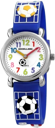 Excellanc 4500027-001 Kinderuhr - Football - Silikonarmband blau