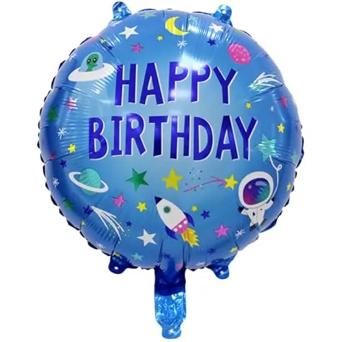 Happy Birthday Luftballons - Geniale Geschenkidee Deko für Geburtstage oder Partys Ballon Helium Folienballon klein mit für Kinder Dekoration Partydeko JGA Geschenkidee - Astronout Rakete Weltraum