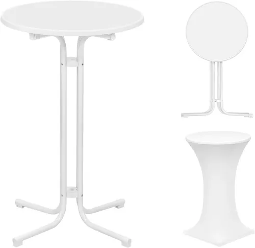 Woltu Stehtisch mit Husse, klappbar & wetterfest in weiß von WOLTU