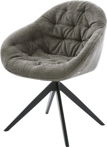 DELIFE Polsterstuhl Gaio-Flex, Kreuzgestell breit Schwarz Bouclé Soft Schlamm 360° drehbar Wippfunkti