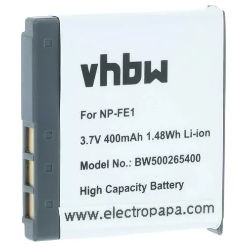 vhbw Akku Ersatz für Sony NP-FE1 für Kamera (370 mAh, 3,6 V, Li-Ion)