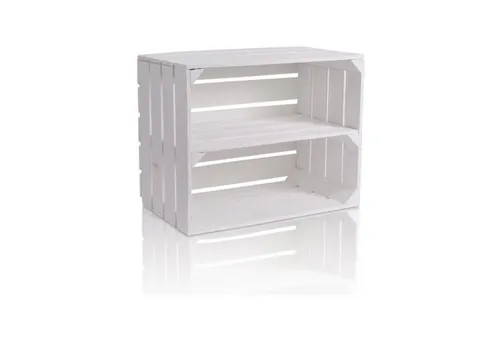 CHICCIE Vintage Holzkiste Weiß 50x40x30cm - Aufbewahrungsbehälter ohne Deckel, handgefertigte und robuste Holzkiste im Vintage-Stil, ideal für vielseitige Dekoration und Lagerung.