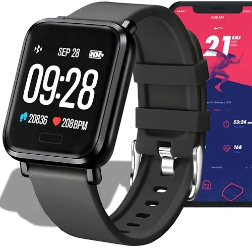 Retoo Smartwatch Damen Herren mit Telefonfunktion 1.3 Zoll Touchscreen Fitnessuhr Wasserdicht Mit Schrittzähler Pulsmesser Schlafmonitor Sportmodi Armbanduhr für Android Schwarz