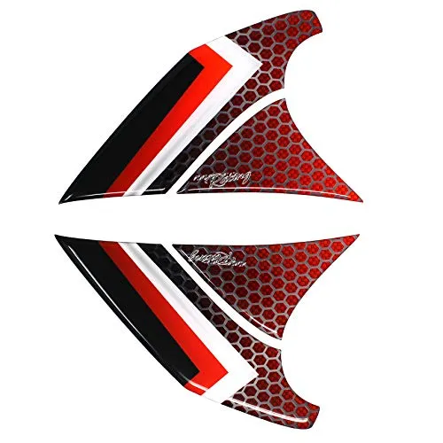 Kniepad Gel Neon seitlich Motorrad 3D Universal Tankaufkleber Tankschutz Lackschutz Aufkleber Pad MR011 (Red Tribal)
